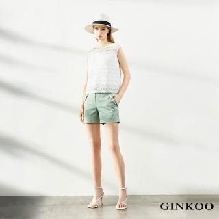 【GINKOO 俊克】簍空緹花圓領背心