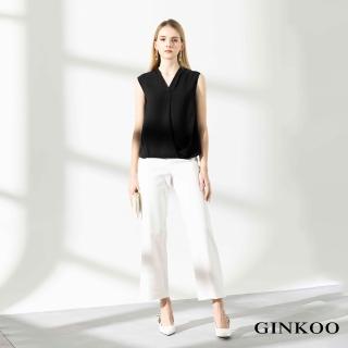 【GINKOO 俊克】V領壓褶背心