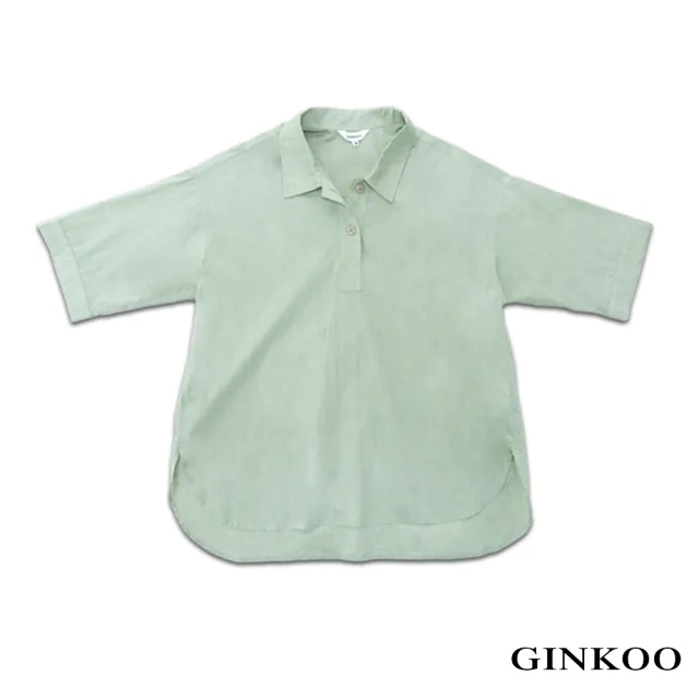 【GINKOO 俊克】半開襟前短後長上衣