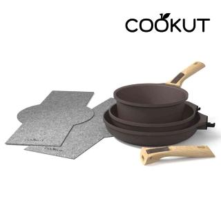 【Cookut】INCREDIBLE 可拆式輕量陶瓷不沾鍋7件組-霧灰