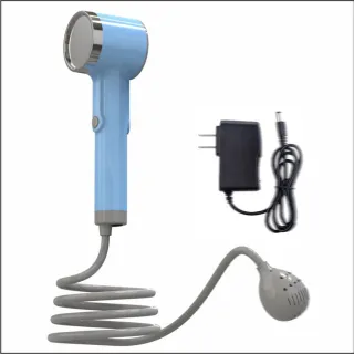 【CL】免插電 無線淋浴機 電動花灑 家用 戶外露營洗澡 花灑套裝(藍色 免插電免安裝 送折疊水桶 預售15天)