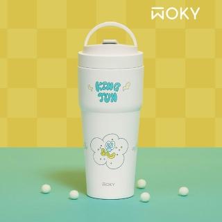 【WOKY 沃廚】WOKY x KINGJUN渾圓杯 鈦陶瓷款 770ml-附彈跳&矽膠粗吸管(隨行杯/吸管杯/保冰保溫)