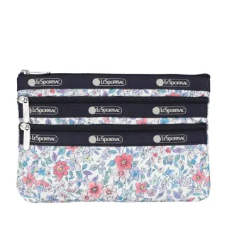 【Lesportsac官方直營】輕量尼龍 三層拉鍊化妝包(7158 織錦花語)