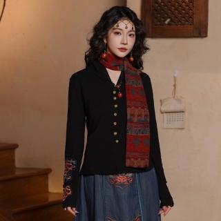 【時尚巴黎】現貨+預購 新中式T恤長袖上衣(民族風重磅刺繡內搭女裝74ku5)