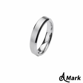 【A MARK】鈦鋼戒指 素面戒指/素面拉絲啞光4MM斜邊個性316L鈦鋼戒指(鋼色)
