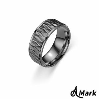 【A MARK】鈦鋼戒指 立體戒指/設計感立體菱形刻花316L鈦鋼戒指(黑色)