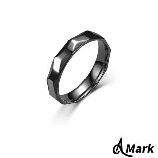 【A MARK】鈦鋼戒指 極簡戒指/極簡素圈立體菱形批花316L鈦鋼戒指 情侶對戒(黑色)