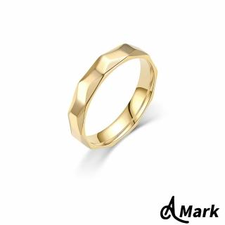 【A MARK】鈦鋼戒指 極簡戒指/極簡素圈立體菱形批花316L鈦鋼戒指 情侶對戒(金色)