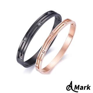 【A MARK】鈦鋼手環 情侶手環/極簡縷空線條美鑽鑲嵌316L鈦鋼情侶手環(2款任選)