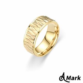 【A MARK】鈦鋼戒指 立體戒指/設計感立體菱形刻花316L鈦鋼戒指(金色)