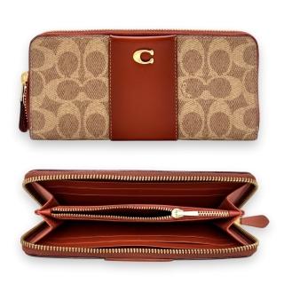 【COACH】男生女生通用 長夾 滿版緹花拼接 C字LOGO 拉鍊 PVC 防刮皮革 皮夾(CS031)