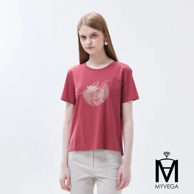 【MYVEGA 麥雪爾】MA涼感冰瓷棉彈性印花造型上衣-多款任選(女上衣/涼感/短袖/冰瓷棉)