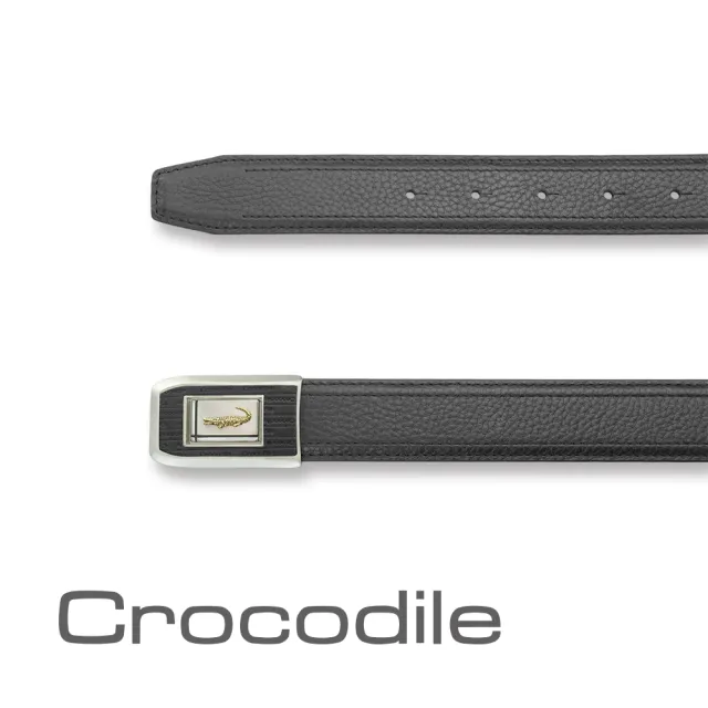 【Crocodile】雙11 鱷魚皮件 打洞皮帶 真皮皮帶 紳士皮帶 32mm-0101-7019-黑色(男生皮帶推薦 送