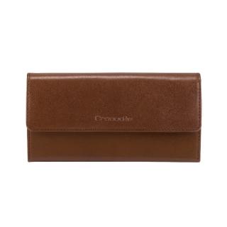 【Crocodile】真皮長夾 翻蓋拉鍊皮夾 12卡 多置物隔層 Naturale 3系列-0116-13006(新品上市 女夾推薦)