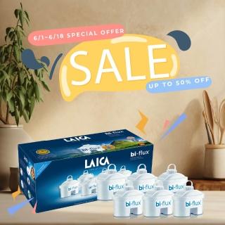 【LAICA 萊卡】義大利原裝進口 bi-flux高效雙流濾芯(1年份濾芯組合 共6入)