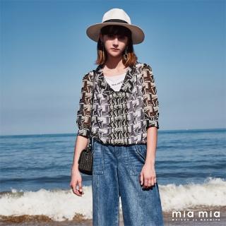 【mia mia】滿版M兩件式翻領雪紡上衣