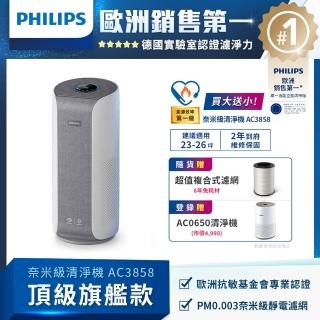 【Philips 飛利浦】奈米級空氣清淨機-買一送一-360度高效過濾★適用23-26坪(AC3858)