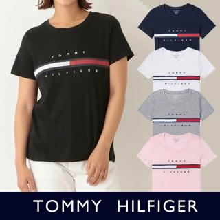 【Tommy Hilfiger】TOMMY 經典刺繡大LOGO文字圖案短袖T恤 上衣-女-多色組合(平輸品/短T)