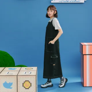 【Dailo】石墨烯前開衩帥氣背心無袖洋裝(黑)