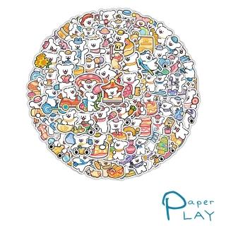 【Paper Play】創意多用途貼紙-韓國簡筆畫可愛線條小狗 100枚入(行李箱貼紙 手機貼紙)