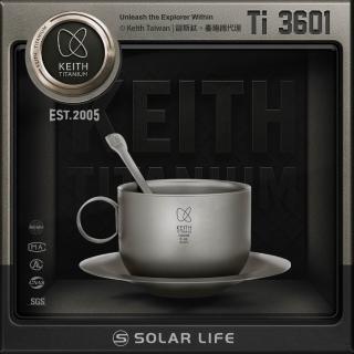 【Keith】鎧斯鈦咖啡杯盤組 150ml / Ti3601(咖啡杯 咖啡盤 居家戶外 露營野餐 雙層隔熱 長柄湯匙茶杯)