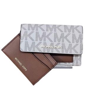 【Michael Kors】MK專櫃新款滿版扣式短夾 附卡片夾(贈原廠紙袋紙盒七夕情人節)