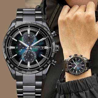 【CITIZEN 星辰】100週年限量宇宙幻彩 鈦金屬光動能電波手錶 男錶-40mm 手錶 畢業禮物(AT8286-65E)