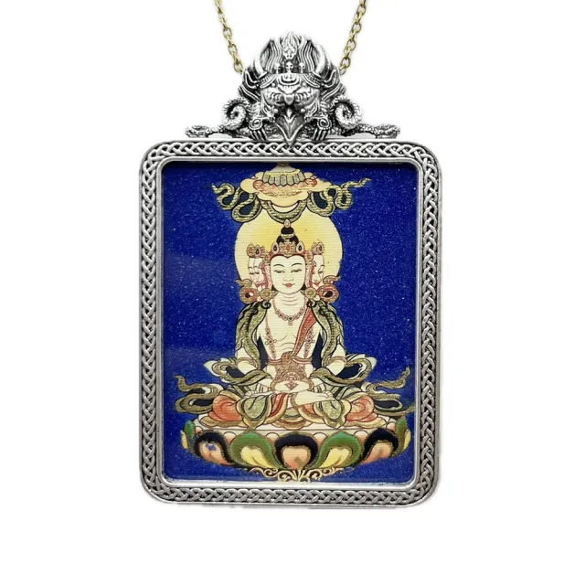 【藏古祥館】青金石大日如來唐卡B0157(青金石 大日如來唐 唐卡 生肖屬羊 猴)