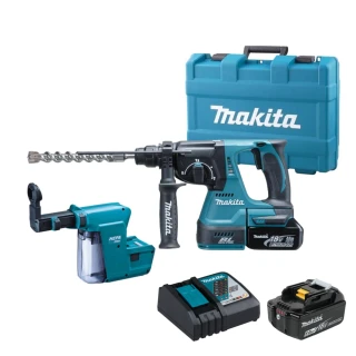 【MAKITA 牧田】18V  充電式 無刷  充電式 鎚鑽  電鑽 電鎚(DHR242RGEW主機+6.0鋰電池*2+充電器+集塵盒+箱)