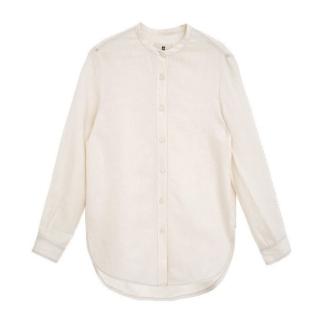 【米蘭精品】現貨+預購 襯衫長袖上衣(亞麻修身圓領寬鬆女裝74kc14)