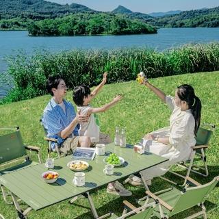 【超微米】郊遊便攜桌椅 綠色清新野餐桌 蛋卷桌 野炊桌 可折疊桌椅(野餐露營桌椅套)