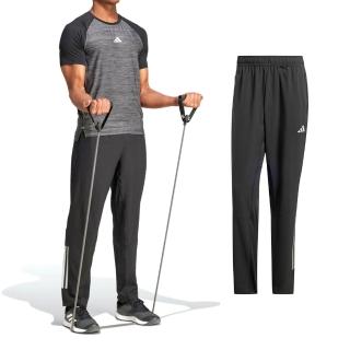 【adidas 愛迪達】Gym+ 3s PNT 男款 黑色 吸濕排汗 運動 休閒 長褲 IM7484