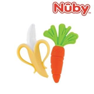 【Nuby】香蕉按摩牙刷/胡蘿蔔固齒器(按摩寶寶稚嫩牙齦)