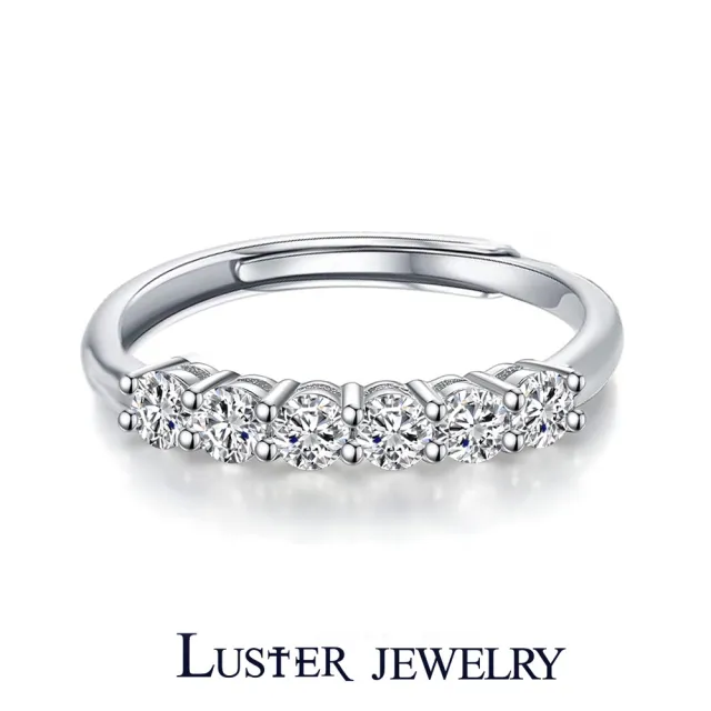 【Luster】38女王! 3分 D/VS 培育鑽 純銀 開運線戒 招財尾戒 鑽石戒指-三色任選(培育鑽x6 總重0.18克拉)