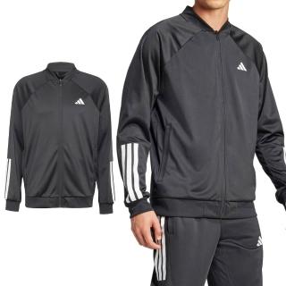 【adidas 愛迪達】3S Knit JKT 男款 黑色 運動 休閒 磨毛 訓練 薄款 口袋 拉鍊 外套 JH3279