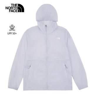 【The North Face 官方旗艦】北面女款灰色UPF防曬可收腰防風外套｜8C130TI