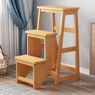 【匠俱】竹製三層梯凳 可折疊 36×37×77CM(階梯椅 登高椅 餐凳 換鞋凳 實木椅子 餐椅 椅子 凳子)
