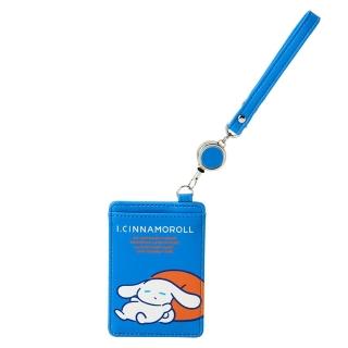 【小禮堂】Sanrio 三麗鷗 大耳狗 皮質伸縮卡套附腕繩 I.CINNAMOROLL(平輸品)