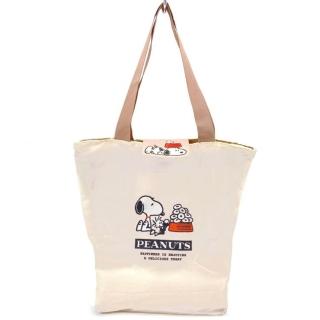 【小禮堂】Snoopy 史努比 雙層保冷環保購物袋 橘飯碗(平輸品)