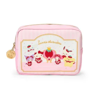 【小禮堂】雙11 Sanrio 三麗鷗 皮質化妝包 草莓新聞50週年(平輸品)