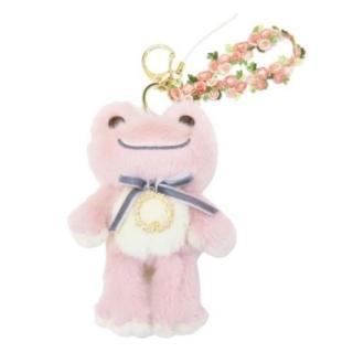 【小禮堂】Pickles the frog 泡菜蛙 絨毛吊飾娃娃 粉 生日款(平輸品)