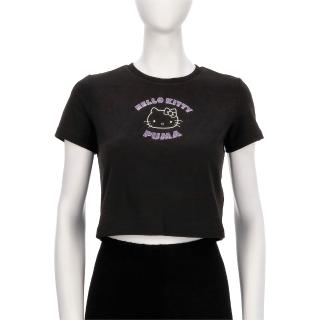 【PUMA】X HELLO KITTY 女款 黑色 圓領 短版 聯名 T恤 歐規 運動 休閒 短袖 63161301