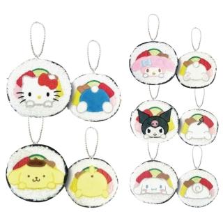 【小禮堂】Sanrio 三麗鷗 絨毛造型迷你收納包 壽司捲 Kitty 美樂蒂 酷洛米 布丁狗 大耳狗(平輸品)