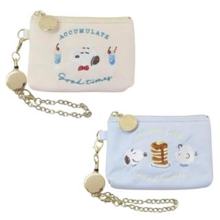 【小禮堂】Snoopy 史努比 皮質伸縮票卡零錢包 下午茶(平輸品)