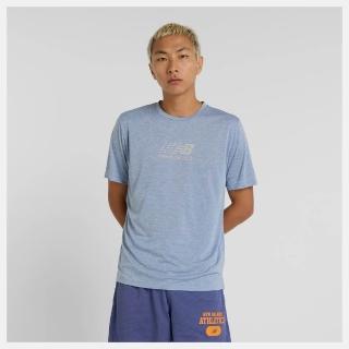 【NEW BALANCE】NB 短袖上衣 運動 休閒 跑步 訓練 男 藍(MT51204DUS-F)