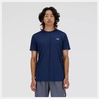 【NEW BALANCE】NB 短袖上衣 運動 休閒 透氣 美版 男 藍(MT41222NNY-F)