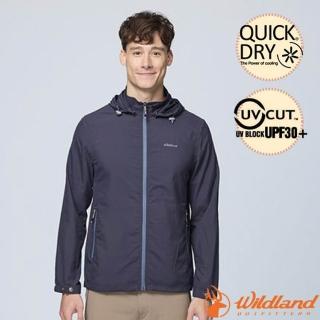 【Wildland 荒野】男 山徑涼風抗UV輕薄外套.連帽可拆防曬風衣.機車夾克(0B31902-175 秀姑藍山)