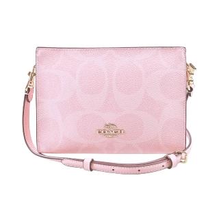【COACH】SLIMC LOGO PVC方型斜揹包(淺粉色/小款)