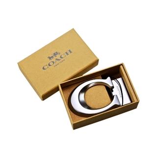 【COACH】大C LOGO金屬鐵牌皮帶釦頭禮盒(銀色)