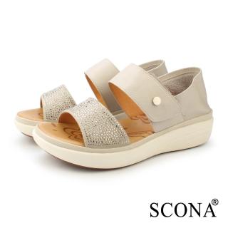 【SCONA 蘇格南】真皮 輕量舒適加州涼鞋(杏色 31267-2)